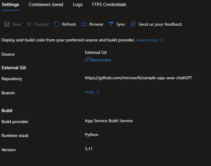 Azure Web App AI architecture